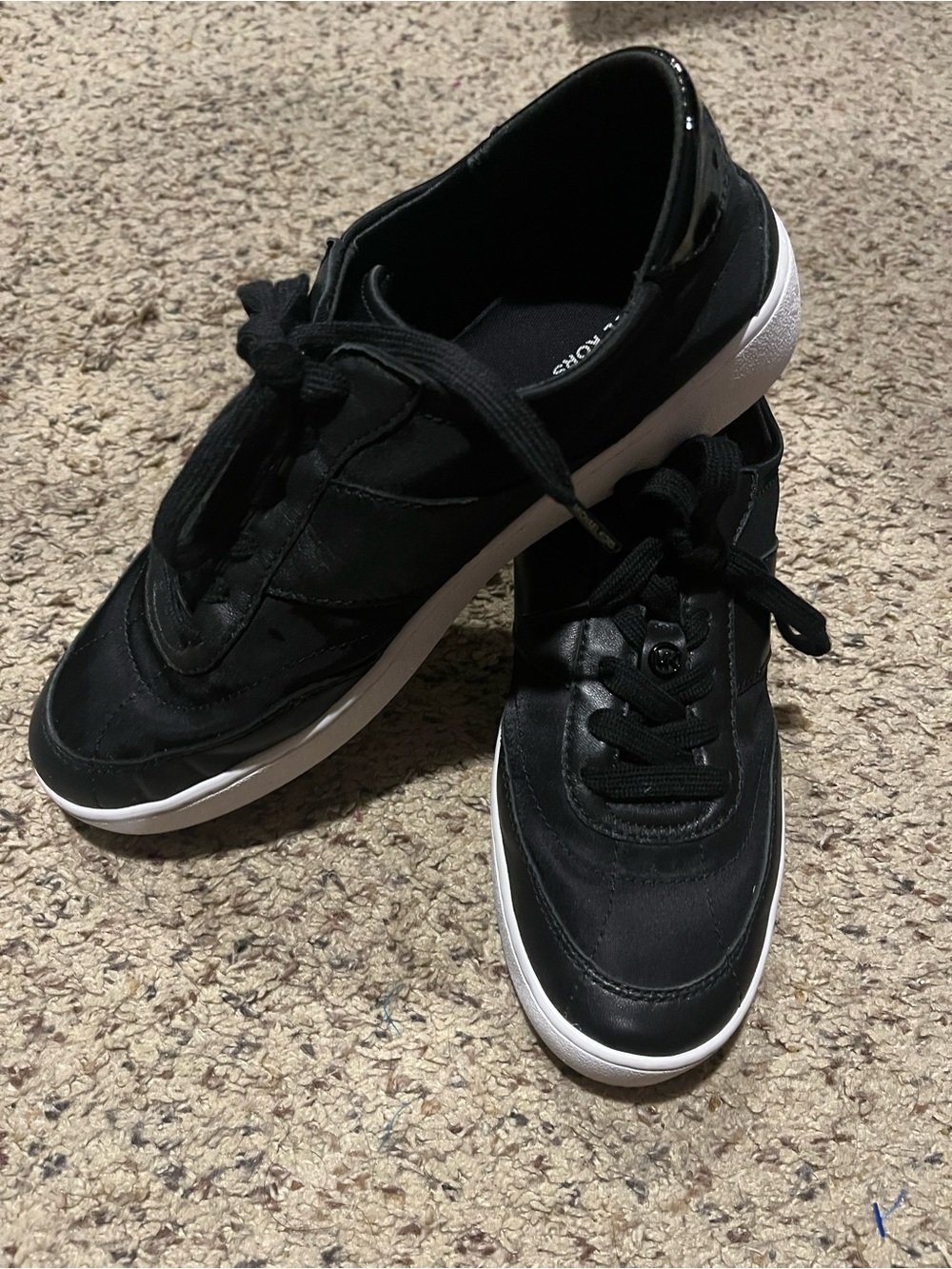 Michael Kors Kaycee Black Leather & Nylon Low Top Sneakers 8.5
